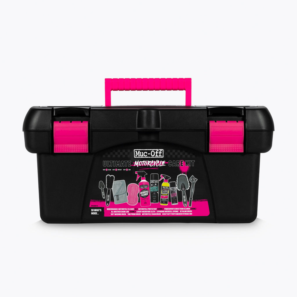 Muc-Off Ultimate Motorcycle Care Kit Kit Pulizia Moto Completo con Cassetta Lavapezzi, codice 53177 · 2