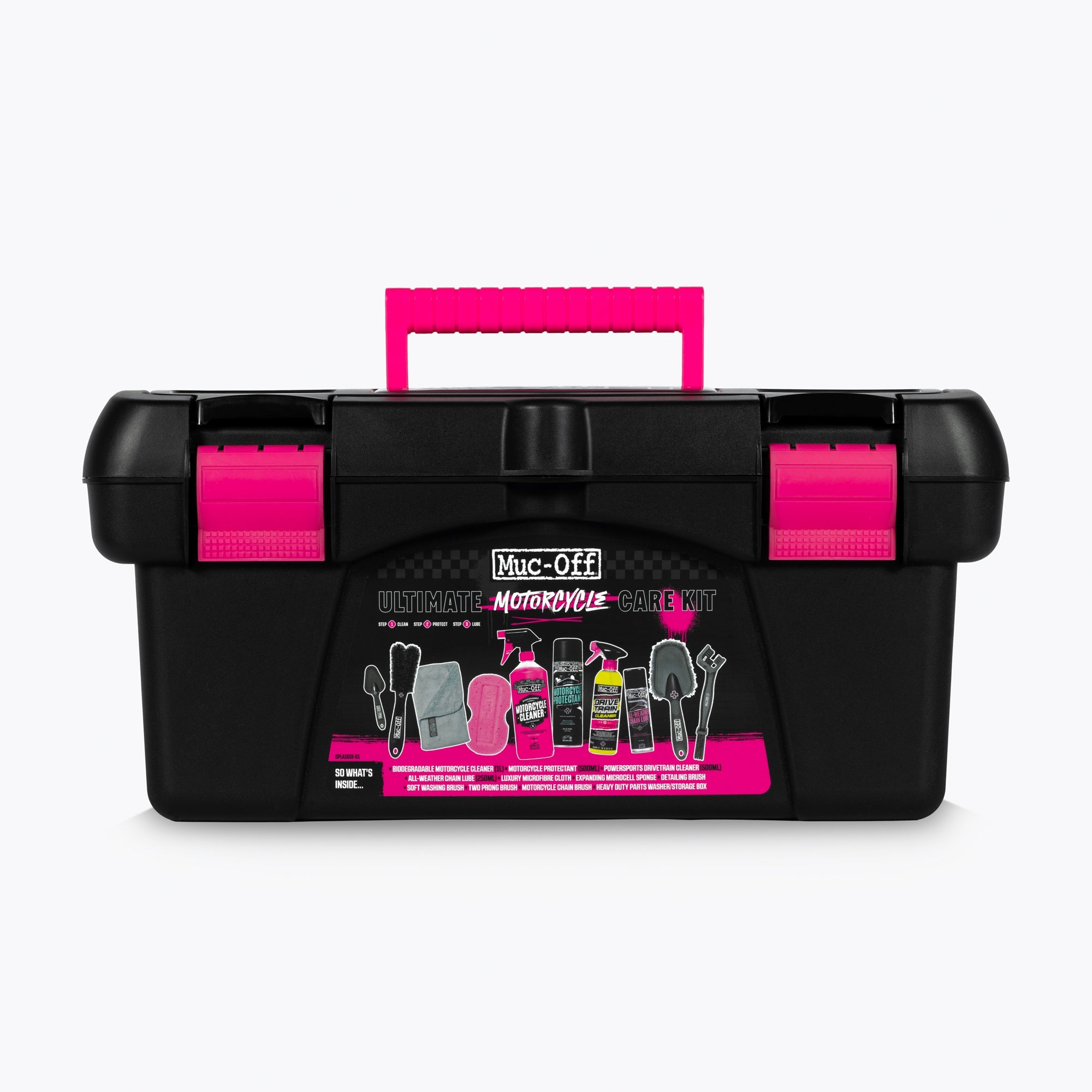 Muc-Off Ultimate Motorcycle Care Kit Kit Pulizia Moto Completo con Cassetta Lavapezzi, codice 53177 · 2