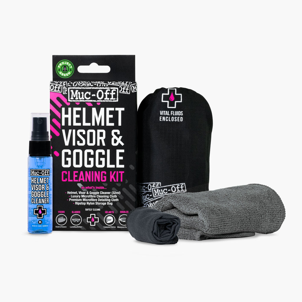 Pulitore Visiera 30ml con Panno Microfibra Muc-Off Helmet, Visor & Goggle, articolo 144356 — Moon Bike