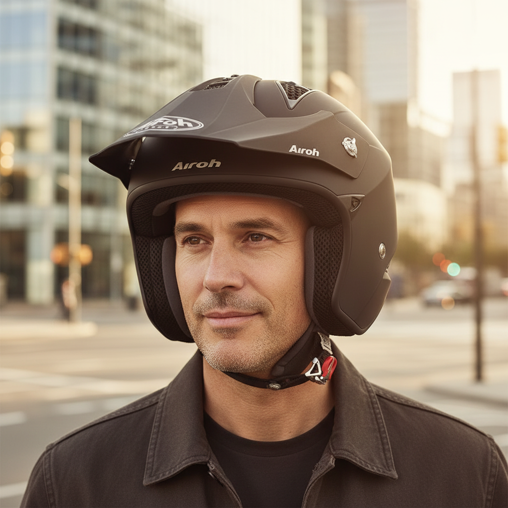 Airoh TRR S Casco Jet Trial Urban HPC Nero Opaco – ECE 22.06 Ultraleggero 850g - Moon Bike - Vista 5