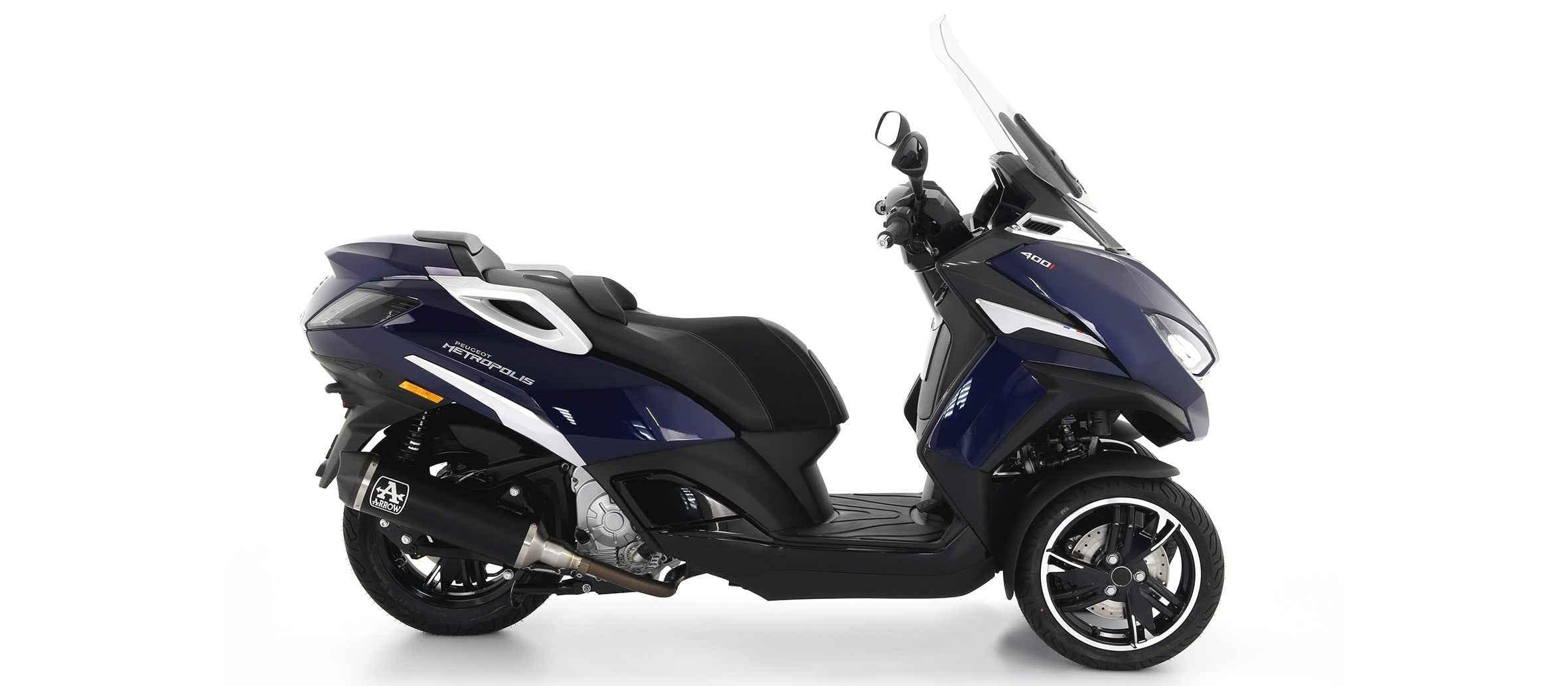Terminale Urban alluminio Dark con fondello in carbonio per Peugeot METROPOLIS 400 2017/2021 - Arrow (73519AKN)