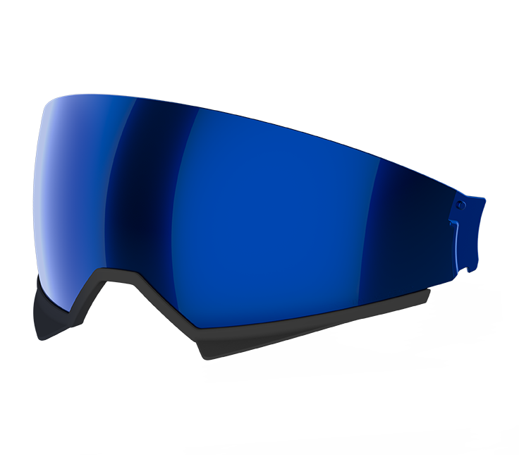 Visiera parasole blu specchiato originale Airoh 05IKOMBL per casco Kombakt, foto ufficiale del ricambio