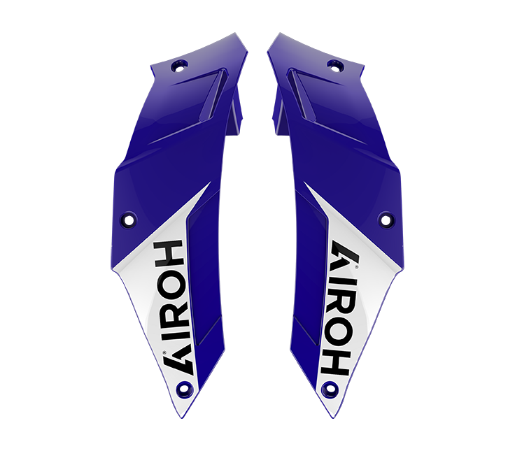 Kit Spoiler Laterali DX e SX Blu Lucido Swain originale Airoh 15ESF168SWB per casco GP 800, foto ufficiale del ricambio