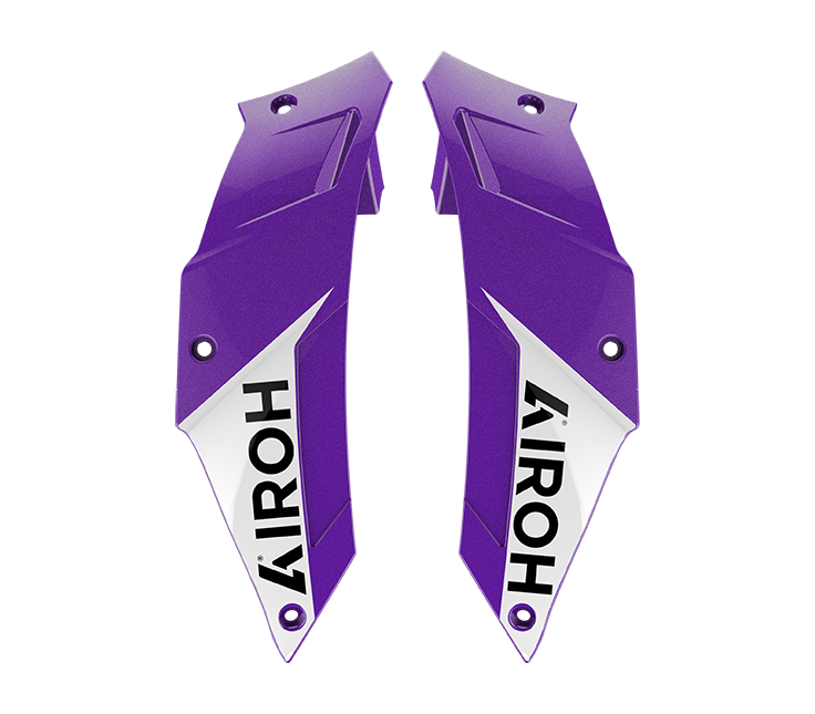 Kit Spoiler Laterali DX e SX Viola Lucido Swain originale Airoh 15ESF168V per casco GP 800, foto ufficiale del ricambio