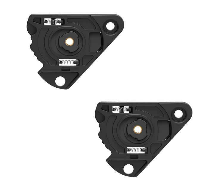 Kit Placchette Visiera DX e SX originale Airoh 15SON046, colore nero, per casco Bandit, foto ufficiale del ricambio