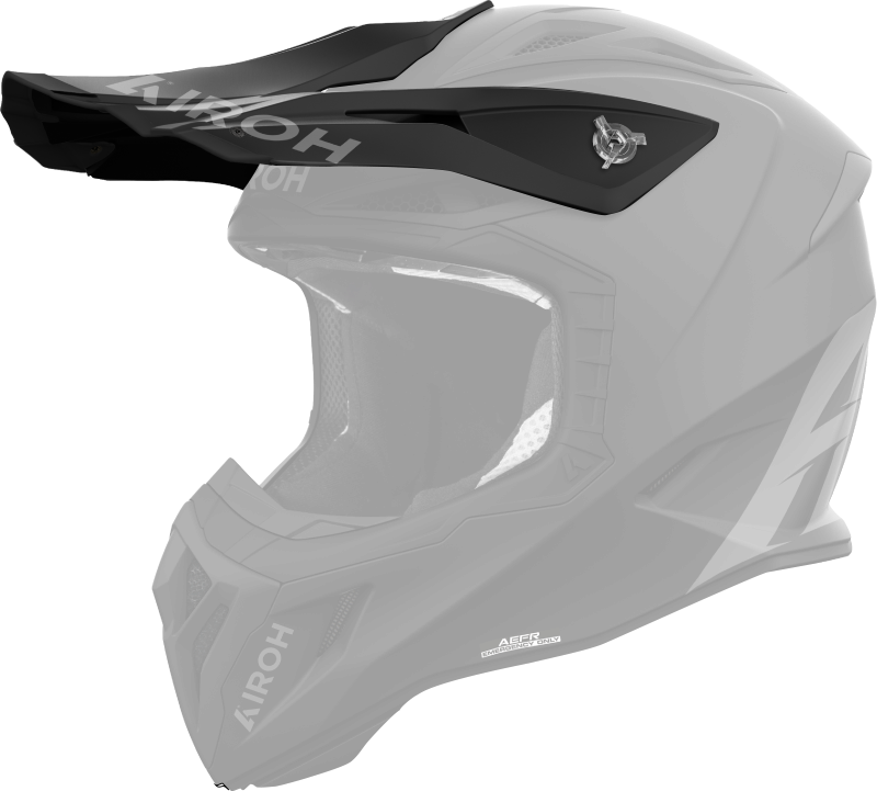 Frontino Nero Opaco originale Airoh AVA211F per casco Aviator ACE 2, mostrato su un casco in trasparenza, foto ufficiale del ricambio