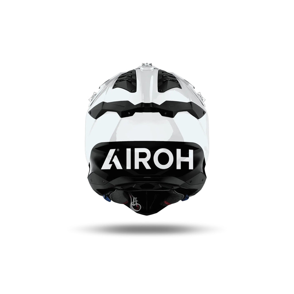 Airoh Aviator 3 EVO Color Bianco Lucido (AV3F14), vista posteriore con il logo Airoh