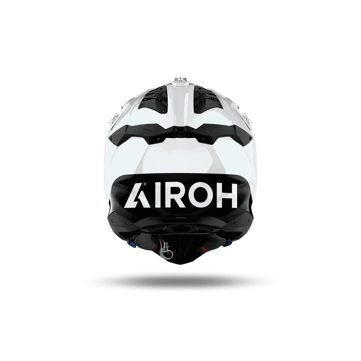 Airoh Aviator 3 EVO Color Bianco Lucido (AV3F14), vista posteriore con il logo Airoh