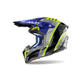 Airoh Aviator 3 Hima Blu/Grigio Lucido (AV3H18), casco cross in vista laterale di tre quarti