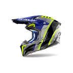 Airoh Aviator 3 Hima Blu/Grigio Lucido (AV3H18), casco cross in vista laterale di tre quarti
