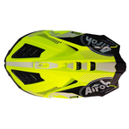 Airoh Aviator 3 Wave giallo fluo, calotta vista dall'alto con prese d'aria e logo Airoh