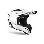 Casco cross Airoh Aviator Ace 2 Color Bianco Lucido, vista di tre quarti dal lato opposto