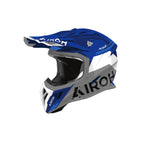 Airoh Aviator Ace 2 Fury Blu/Grigio Lucido (AV22F18), casco cross in vista laterale di tre quarti