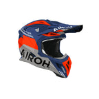 Casco cross Airoh Aviator Ace 2 Fury Blu Scuro/Arancio Lucido, vista di tre quarti dal lato opposto