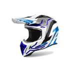 Airoh Aviator Ace 2 Ground Bianco/Blu/Nero Lucido AV22G18, casco cross, vista laterale