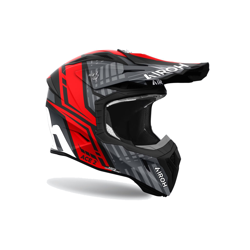 Airoh Aviator Ace 2 Proud Nero/Rosso/Grigio Opaco AV22P55, casco cross, vista di tre quarti dal lato destro