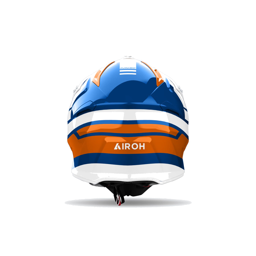 Airoh Aviator Ace 2 Sake Bianco/Blu/Arancio Lucido AV22A32, casco cross, visto da dietro