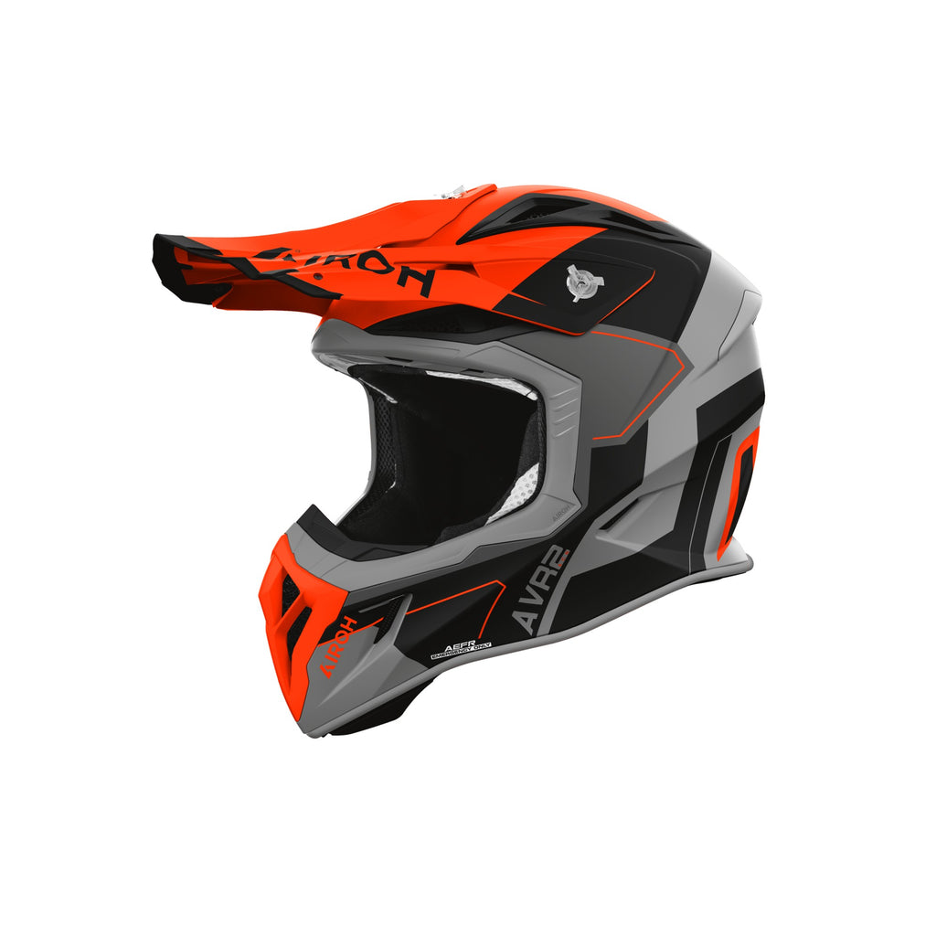 Airoh Aviator Ace 2 Shield Arancio/Grigio Opaco (AV22S32), casco cross in vista laterale di tre quarti