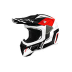 Airoh Aviator Ace 2 Shield Bianco/Nero/Rosso Lucido (AV22S55), casco cross in vista laterale di tre quarti