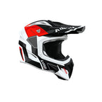 Casco cross Airoh Aviator Ace 2 Shield Bianco/Nero/Rosso Lucido, vista di tre quarti dal lato opposto
