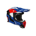 Casco cross Airoh Aviator Ace 2 Shield Blu/Rosso Lucido, vista di tre quarti dal lato opposto