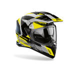Airoh Bandit BADX-X Airspeed Giallo Lucido visto di tre quarti dal lato destro, con frontino e visiera