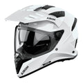 Airoh Bandit BADX-X Color Bianco Lucido (BA14), casco adventure visto di tre quarti dal lato sinistro, grafica bianca lucida a tinta unita