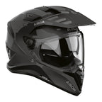 Airoh Bandit BADX-X Color Grigio Scuro Lucido visto di tre quarti dal lato destro, con frontino e visiera