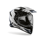Airoh Bandit BADX-X Cube Grigio Lucido visto di tre quarti dal lato destro, con frontino e visiera