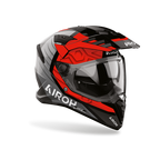 Airoh Bandit BADX-X Cube Rosso Lucido visto di tre quarti dal lato destro, con frontino e visiera