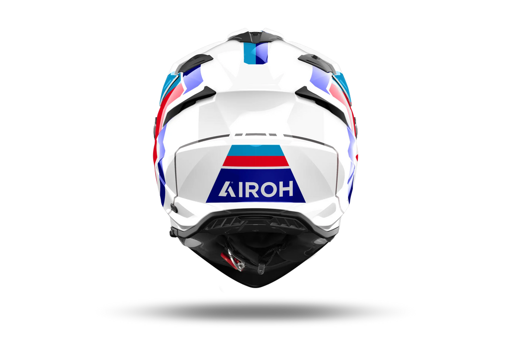 Airoh Bandit BADX-X Horn Bianco Lucido visto da dietro, con la parte posteriore della calotta