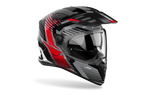 Airoh Bandit BADX-X Spicy Rosso Lucido visto di tre quarti dal lato destro, con frontino e visiera