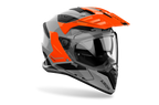 Airoh Bandit BADX-X Tune Arancio Lucido visto di tre quarti dal lato destro, con frontino e visiera