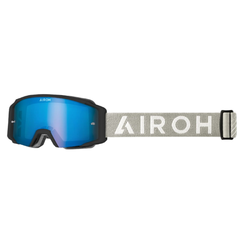 Maschera moto Airoh Blast XR1 nero opaco con lente specchiata blu, vista frontale