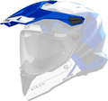 Frontino Reveal Blu Lucido originale Airoh CM2R19F1 per casco Commander 2, mostrato su un casco in trasparenza, foto ufficiale del ricambio