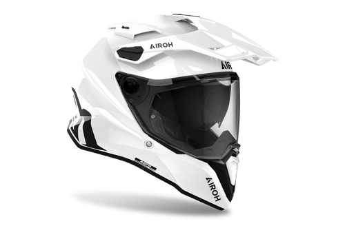 Airoh Commander 2 Color bianco lucido casco adventure, tre quarti anteriore sinistra con frontino