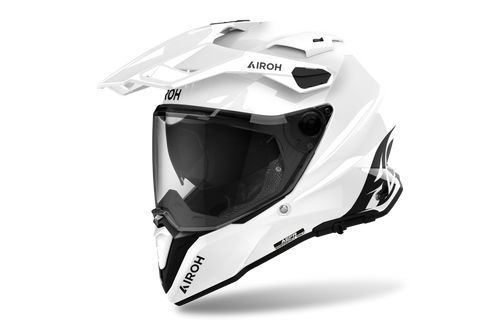 Airoh Commander 2 Color bianco lucido casco adventure, tre quarti anteriore destra, visiera chiusa