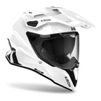 Airoh Commander 2 Color Bianco Lucido (CM214), casco adventure visto di tre quarti dal lato destro, grafica bianca lucida a tinta unita