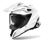Airoh Commander 2 Color Bianco Lucido visto di tre quarti dal lato sinistro, con frontino e visiera
