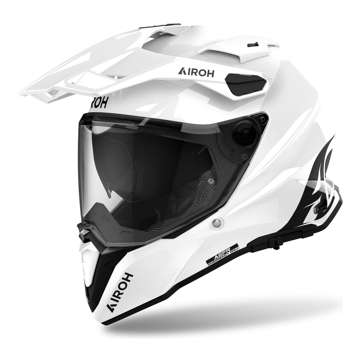 Airoh Commander 2 Color Bianco Lucido visto di tre quarti dal lato sinistro, con frontino e visiera