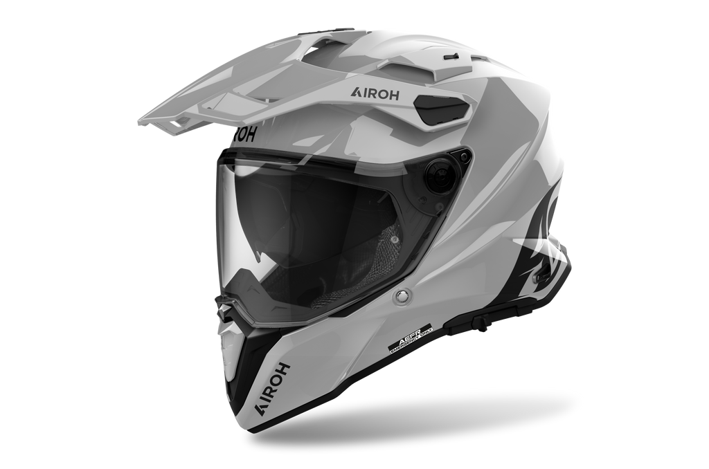 Airoh Commander 2 Color grigio cemento lucido casco adventure, tre quarti anteriore sinistra con frontino