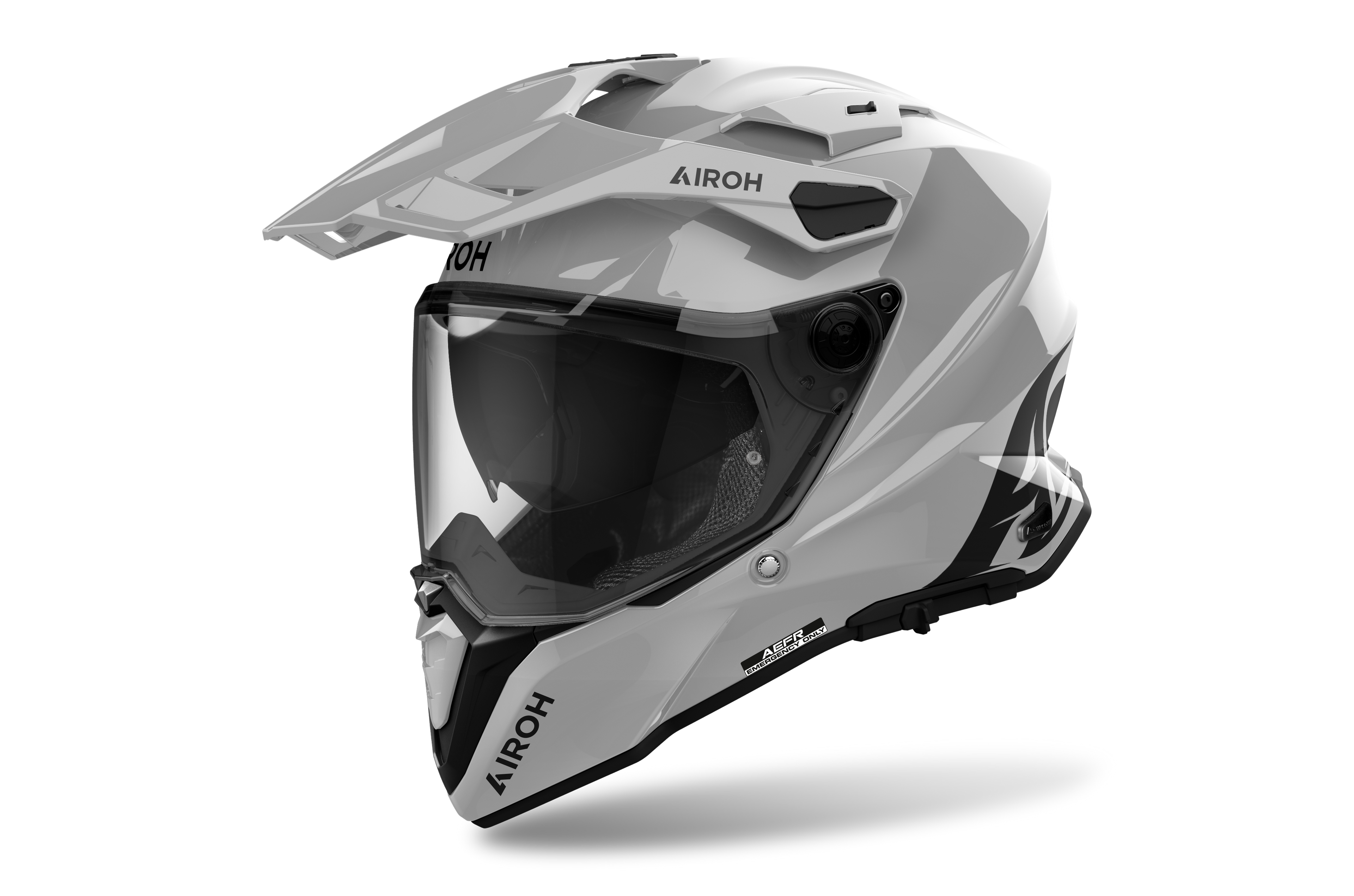 Airoh Commander 2 Color grigio cemento lucido casco adventure, tre quarti anteriore sinistra con frontino