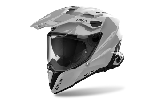 Airoh Commander 2 Color grigio cemento lucido casco adventure, tre quarti anteriore sinistra con frontino