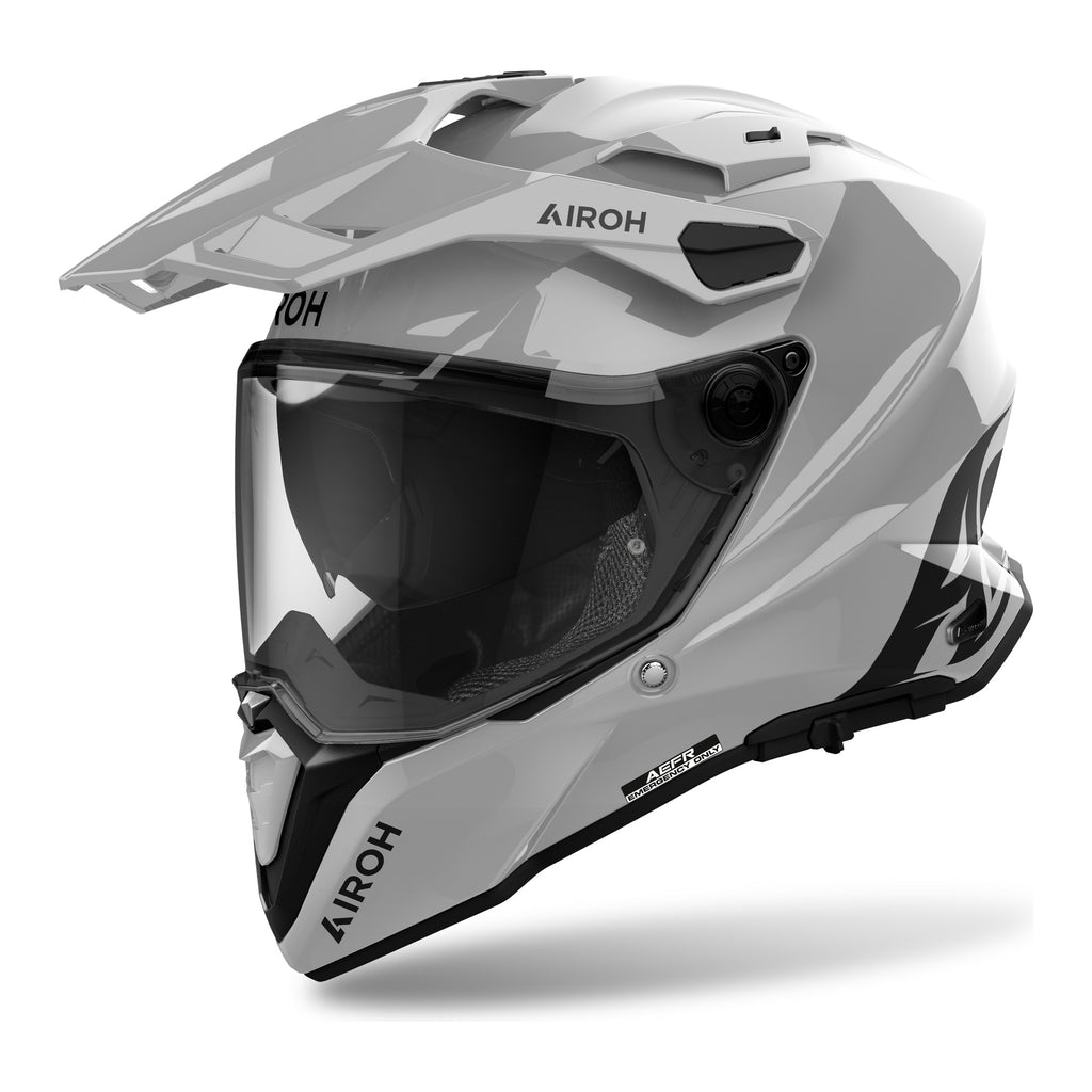 Airoh Commander 2 Color Grigio Cemento Lucido visto di tre quarti dal lato sinistro, con frontino e visiera