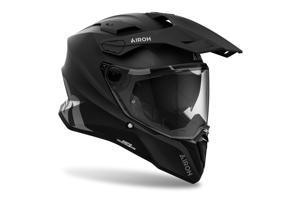 Airoh Commander 2 Color nero opaco casco adventure, tre quarti anteriore sinistra con frontino