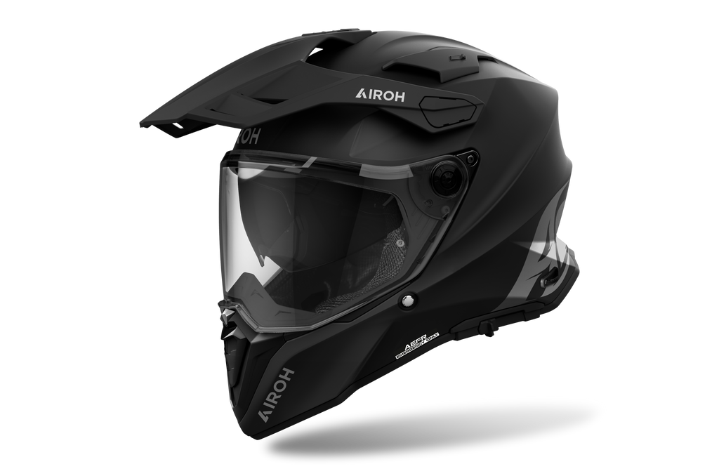 Airoh Commander 2 Color nero opaco casco adventure, tre quarti anteriore destra, visiera chiusa