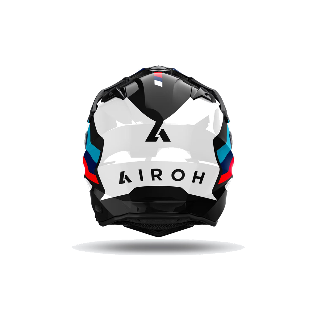 Airoh Commander 2 Doom Nero/Bianco Lucido CM2D81, casco adventure, visto da dietro