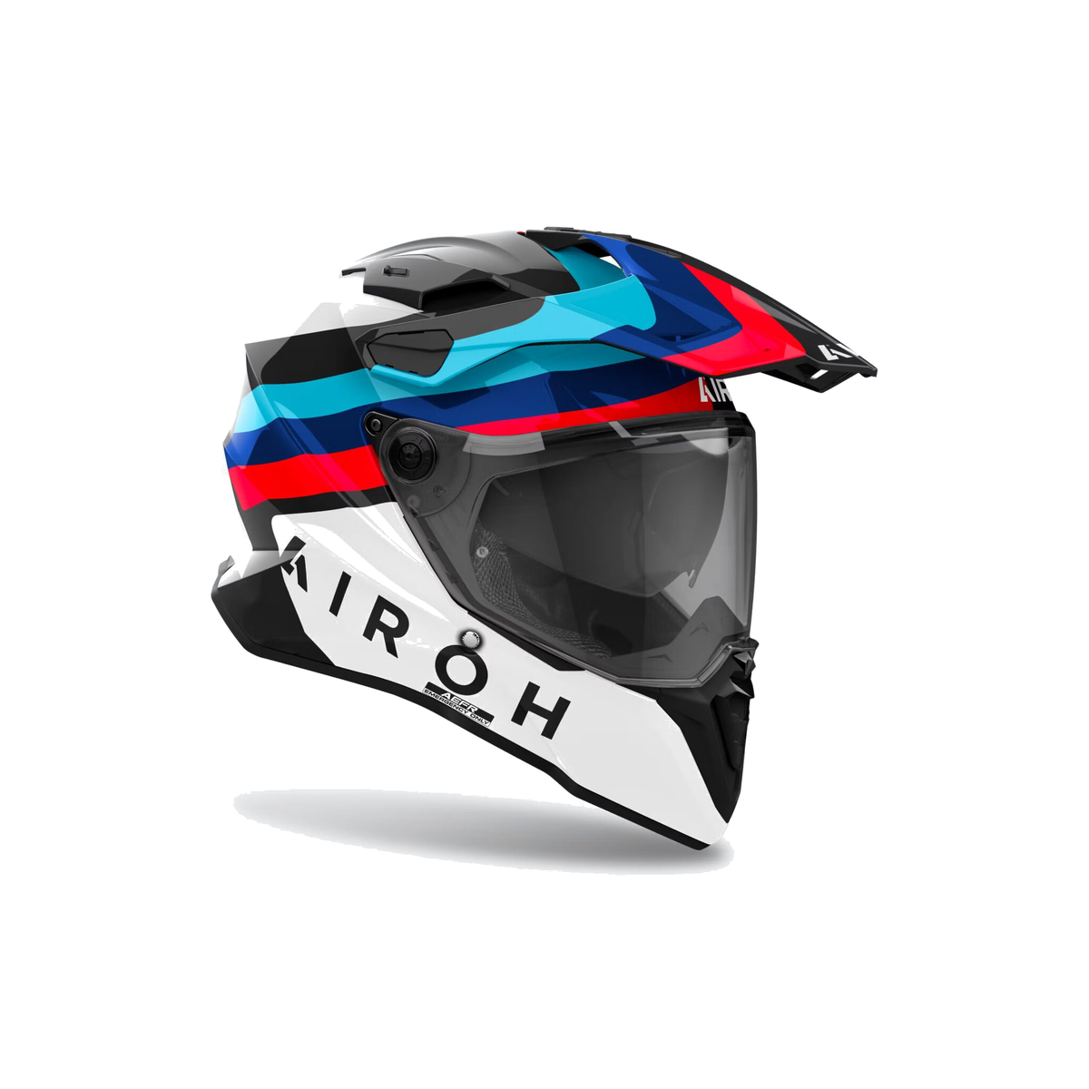 Airoh Commander 2 Doom Nero/Bianco Lucido CM2D81, casco adventure, vista di tre quarti dal lato destro