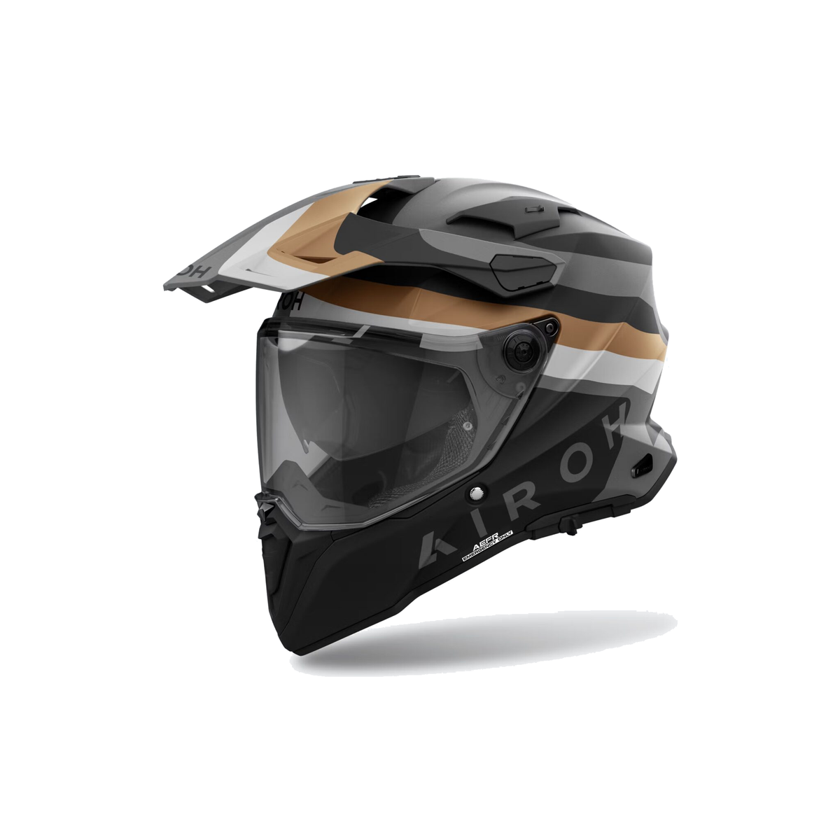 Airoh Commander 2 Doom Nero/Oro Opaco CM2D35, casco adventure, vista di tre quarti dal lato sinistro