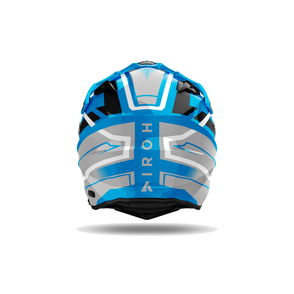Airoh Commander 2 Mavick Azzurro/Grigio/Bianco Lucido CM2M82, casco adventure, visto da dietro